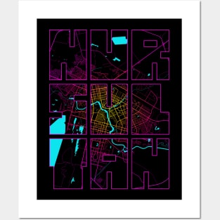 Nur Sultan, Kazakhstan City Map Typography - Neon Posters and Art